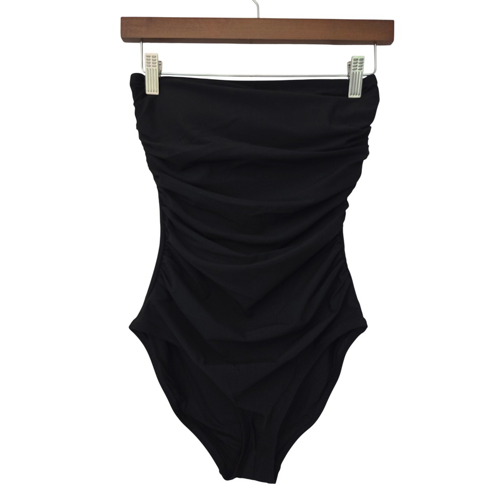 J. Crew Swimsuit Ruched Bandeau Women 4 Black NWT $118 CS322